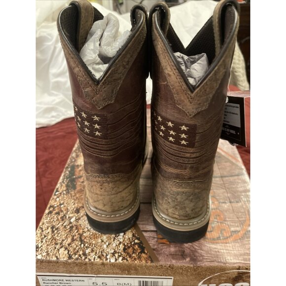 NWB Hoss Rushmore Soft Toe Boot Brown‎ Leather Cowboy Western Stars Men Sz 5.5 M